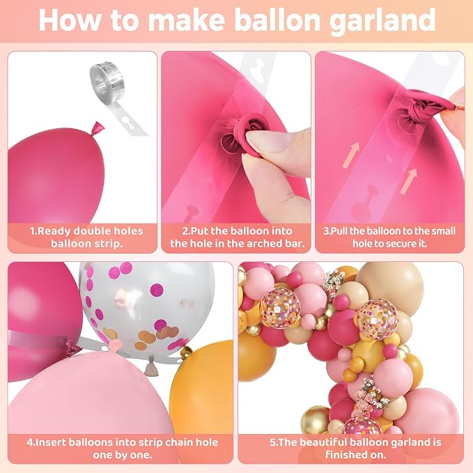 Ouddy Party 149Pcs Pink and Orange Balloon Garland Kit 18 12 10 5Inch | - Image 4