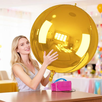 Gold Round Foil Balloons 32 Inch 5 Pcs 4D Ball Balloons Metallic Golden Balloon - Image 4
