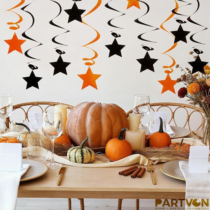 Orange Black Hanging Swirl Decorations - Image 5
