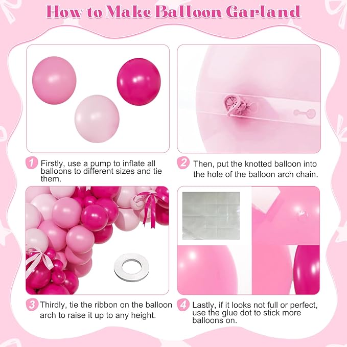 Pink Balloon Arch Kit, Hot Pink Balloons - Image 4