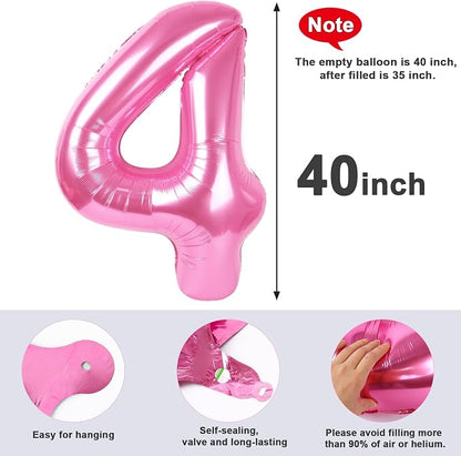 Number Balloons 4 Balloon Pink Birthday Party Decorations - Image 5