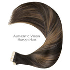 WENNALIFE Tape in Hair Extensions Human Hair, 40pcs 100g 14 inch Balayage Dark Brown Mixed Chestnut Brown Hair Extensions Real Human Hair Straight Tape in Extensions Invisible Human Hair Extensions