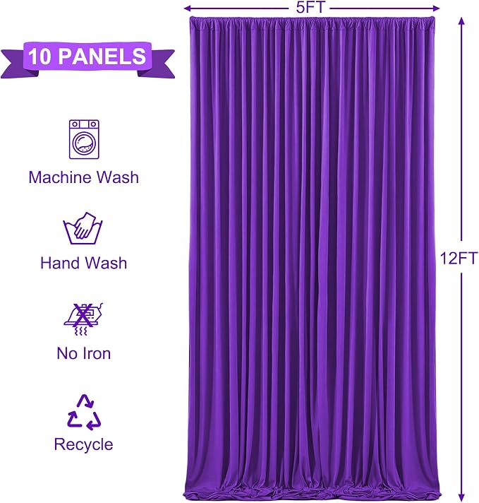 10 Panels Purple Backdrop Curtains - Image 5
