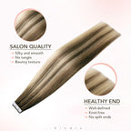 Sindra Invisi Edge Tape in Extensions Human Hair, Walnut Brown to Ash Brown and Blonde Seamless Injected Tape in Extensions 16 Inch 20pcs 45g Invisible Human Hair