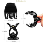 RC ROCHE ORNAMENT 12 Pcs Small Hair Clips for Women 1.3" Inch Thick or Thin Hair Jaw Clamps Secure Strong Hold No Slip, Medium Black
