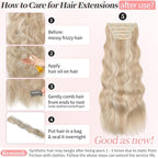 KooKaStyle Clip in Long Wavy Synthetic Hair Extension 20 Inch Pearl Blonde 4PCS Thick Hairpieces Fiber Double Weft Hair for Women