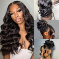 360 Lace Front Wigs Human Hair Body Wave 200% Density 16 Inch Upgraded Hidden Straps 360 HD Full Lace Wigs Human Hair With Drawstring Pre Plucked With Baby Hair for Women Natural Black