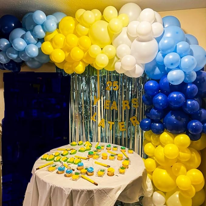 Yellow Blue Balloons, 12 Inches Blue Yellow White Balloons - Image 7