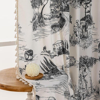 F-CHU Vintage Patterned Curtains 84 Inches Long - Image 2