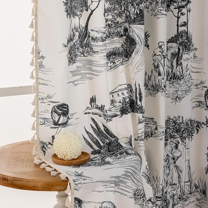 F-CHU Black Vintage Curtains 72 Inches Long - Image 2