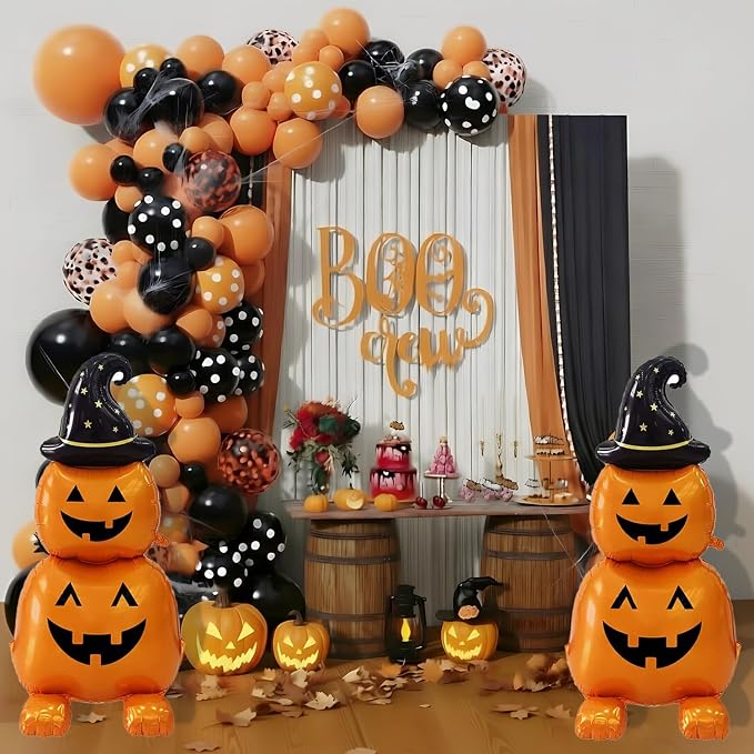 2Pcs Halloween Foil Balloons Standing Witch Stacked Pumpkin Balloons | Standing - Image 6