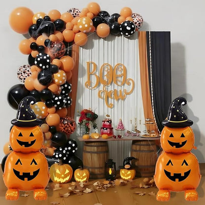 2Pcs Halloween Foil Balloons Standing Witch Stacked Pumpkin Balloons | Standing - Image 6
