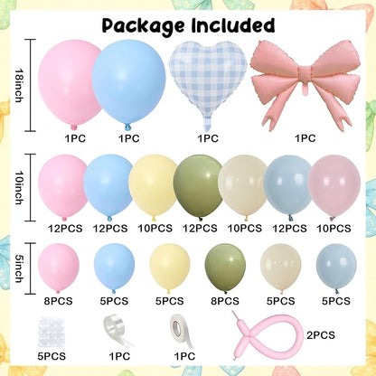 Goose Balloon Arch Kit Pastel Pink Blue Sage Green Balloons Garland Bow Gingham - Image 3