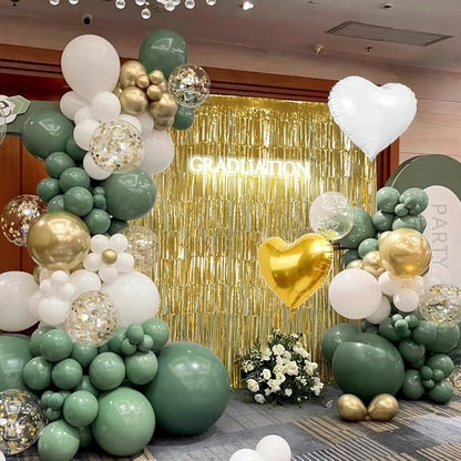 Sage Green White Gold Balloons Arch Kit - Image 5