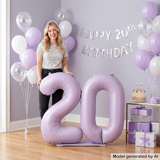 40 Inch Lavender Foil Number 20 Balloon - Image 3