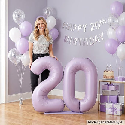 40 Inch Lavender Foil Number 20 Balloon - Image 3