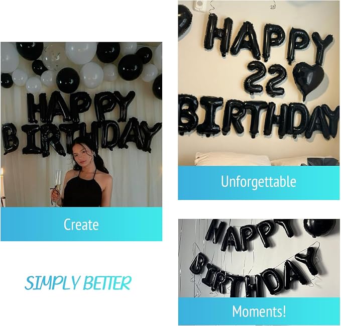 52 Pcs 16 Inch Black Letter Foil Balloons, 2 Sets of A-Z, Mylar Metallic - Image 6