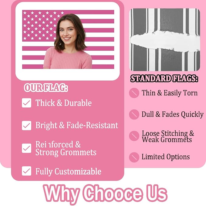 Nxwdwqa Custom Pink America Flag 3X5 Ft Personalized Flags Design Your Image - Image 4