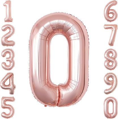 Rose Gold Number 0 Balloon 40 Inch, Glossy Foil by Unknown