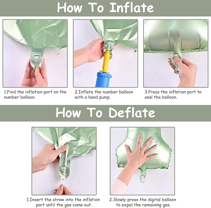 Sage Green 5 Balloons, Self Inflating Digit 5 Balloons - Image 7