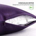 ALASKA BEAR Silk Pillowcase for Hair and Skin, Set of 2 Pure Genuine 22 Momme Mulberry Silk Pillow Cases Standard Size for Bliss Sleep Better Than Poly Satin, Zipper Closure(2pc, Dark Purple)