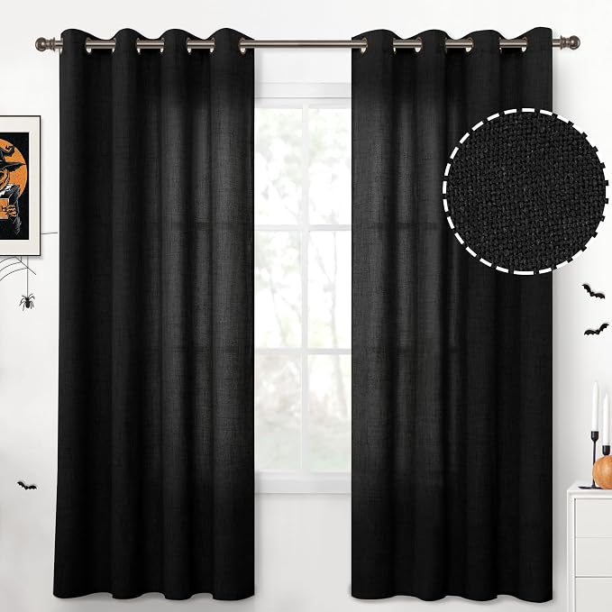 YoungsTex Black Linen Curtains 72 Inches Long by YoungsTex