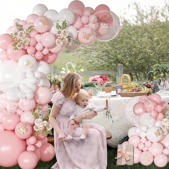 Light Pink Balloon Arch Kit, Baby Pink White Balloon Garland Kit | 126Pcs - Image 2