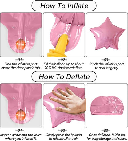 Pink and Purple Star Foil Balloons, 18 Inch Metallic Purple Stars Balloon - Image 7