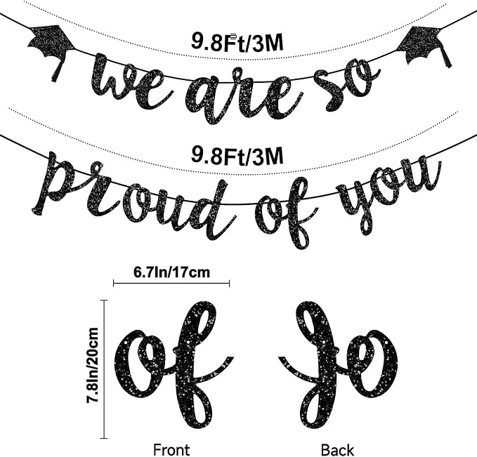 jijAcraft We Are So Proud of You Banner, Pre-strung Graduation Garland - Image 2