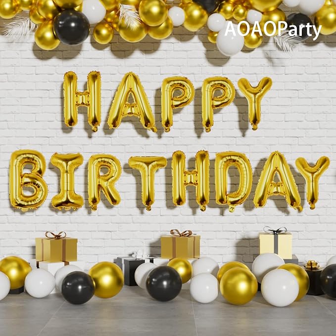 52PC Letter Balloons Foil Mylar Gold Balloons A-Z 16Inch Hanging Alphabet - Image 3
