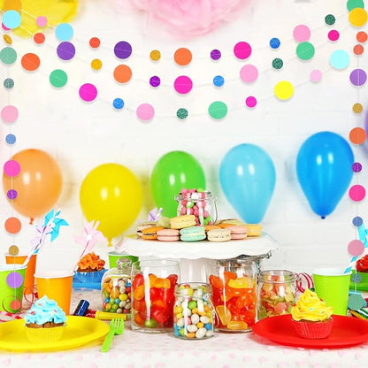 Outus 40 Pieces Colorful Circle Garland Banner Hanging Paper Dot Decorations - Image 6