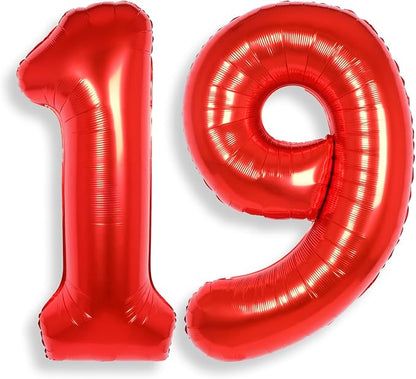 AULE 40 Inch Red 19 Balloon Number Foil 0-9 Birthday Big Numbers | Birthday by AULE