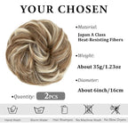 SARLA 2PCS Messy Hair Bun Hair Pieces Wavy Curly Synthetic Updo Fake Scrunchies Ponytail Extension for Women Bahama Beige