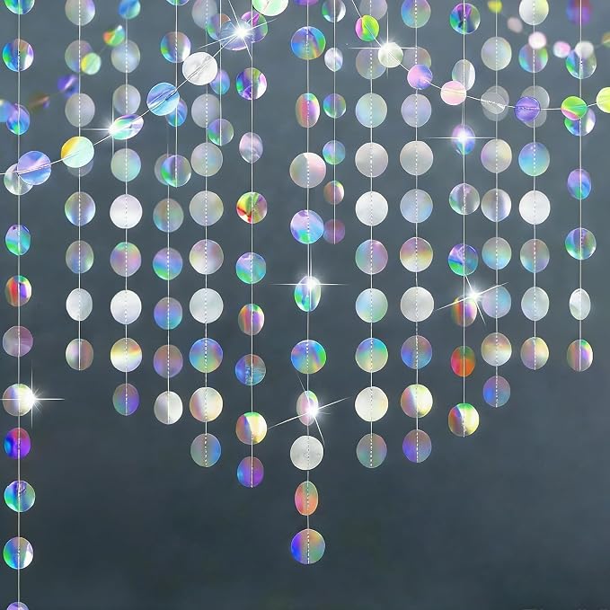6 Pack Each 13Ft Iridescent Circle Garlands Holographic Party Decorations | by QIHANSProducts