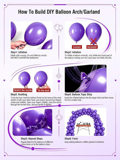 Purple Balloons 12 Inch 60 Pcs Metallic Pearl Light Purple Latex Confetti - Image 4