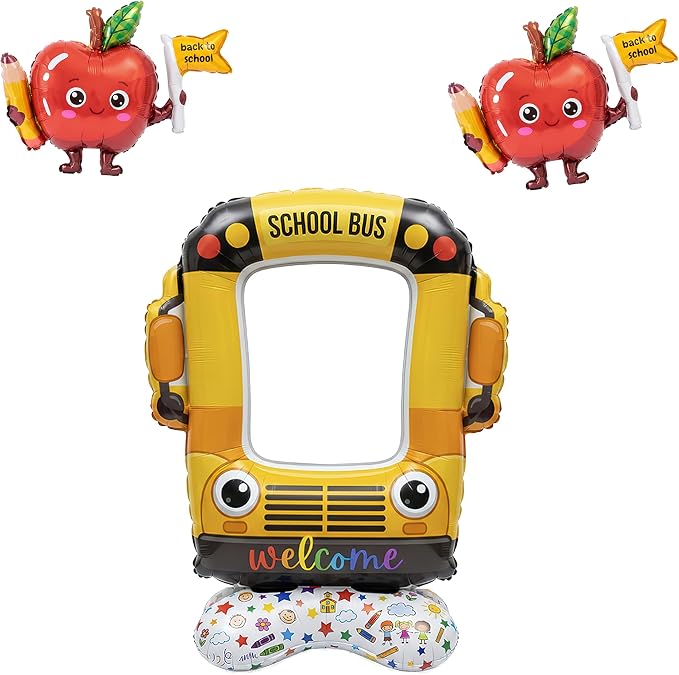 School bus decorations & Apple Foil Balloons Set | Features 1 interactive by Unknown
