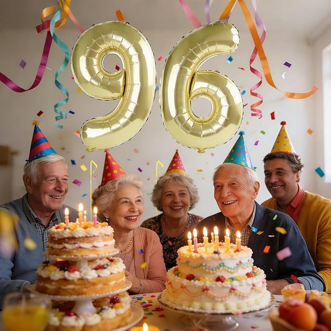 40 Inch Number 96 Balloons for 96th Birthday Party Decorations, 0-100 Champagne - Image 2