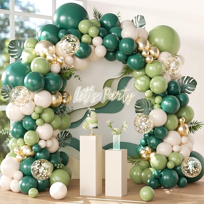 Dark Green and Gold Balloons Arch Kit by NUTTYBASH
