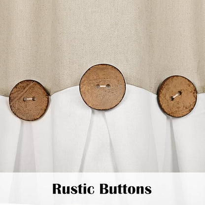 Farmhouse Valance Curtains, Boho Cotton Linen Kitchen Valance, Rustic Button - Image 5