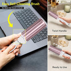 Curly Hair Brush Detangler Comb - Self Cleaning Hair Brushes for Women - Roller Retractable Travel Hairbrush - Rose Gold White Christmas Gifts