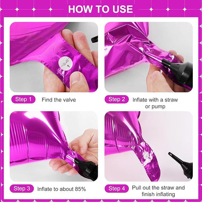 Hot Pink Square Foil Balloons 25 Pcs Metallic Hot Pink Balloons Wall Backdrop - Image 2