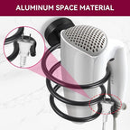 YUET Hair Dryer Holder Hairdryer Station Wall Mounted Stand Hanger Rack Blow Spiral Aluminum Construction Black Painted Shelf Storage for Bathroom Shower Room
