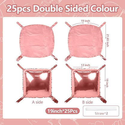 NISOCY 25PCS Rose Gold Square Foil Balloons Wall Backdrop | Double Sided - Image 2