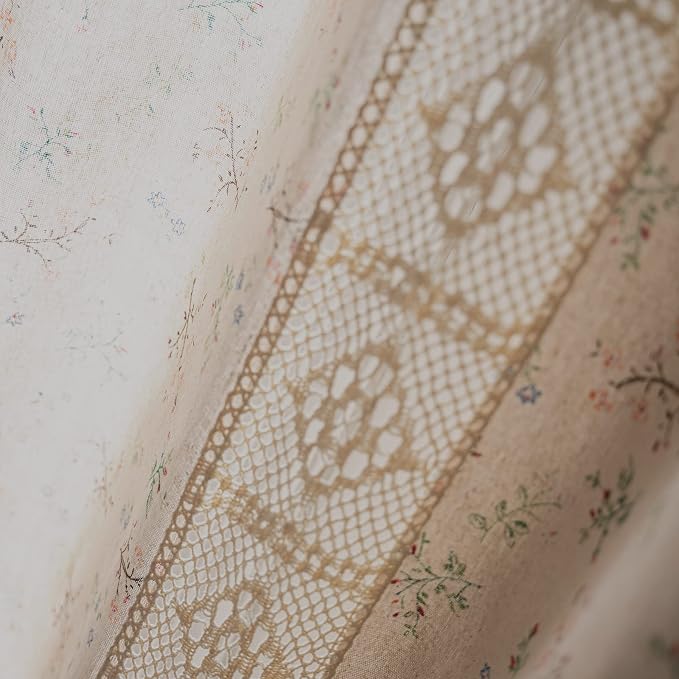 Sutuo Home Boho Curtain Semi-Blackout Crochet Hollow Lace Patchwork - Image 4