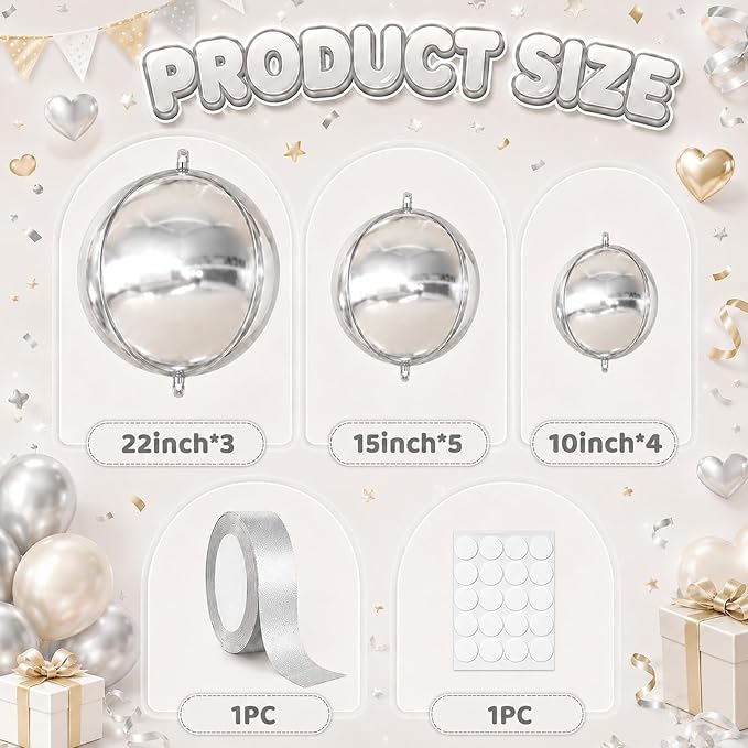 Silver Round Foil Balloons - Image 2