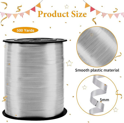500 Yards Silver Curling Ribbon Balloon String Ribbon 1/5 Inch | Ribbon - Image 2