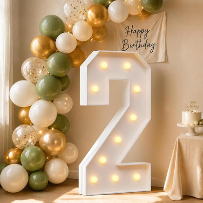 4FT Light Up Marquee Number 2 Warm White Light | Party Decor by Letsmakeitimpressive