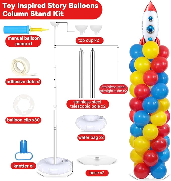 2 Sets Toy Inspired Story Balloons Column Stand Kit - Image 2