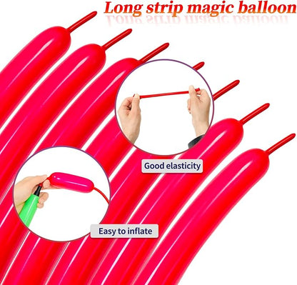 100pcs Red 260 balloons, Thickening Latex Long Twisting Balloons - Image 4