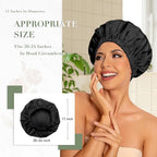 Reusable Shower Cap for Women, Large Waterproof Shower Bonnet Washable Elastic Band Bath Accessories Hair Hat for Long Hair, Braids(Black&Navy)